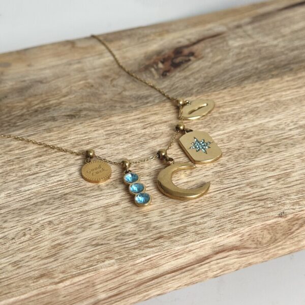 Blauwe strass bedel - Afbeelding 2