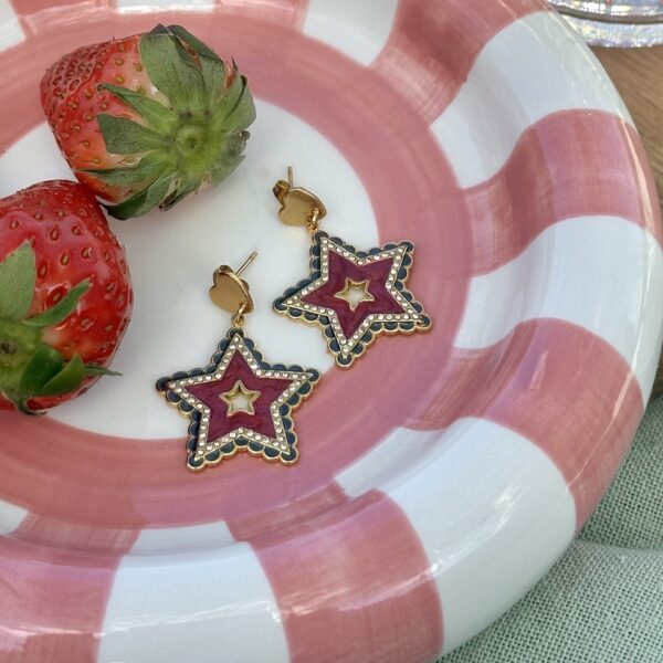 Pink star earrings