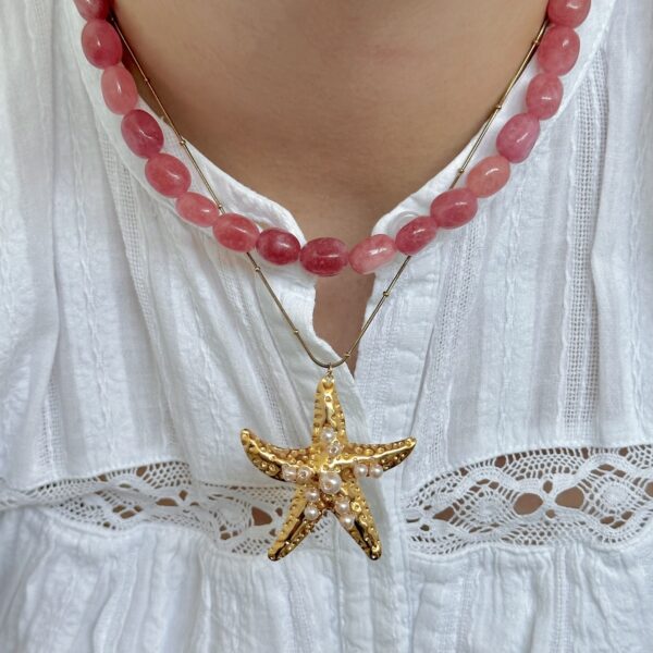 pink beaded necklace